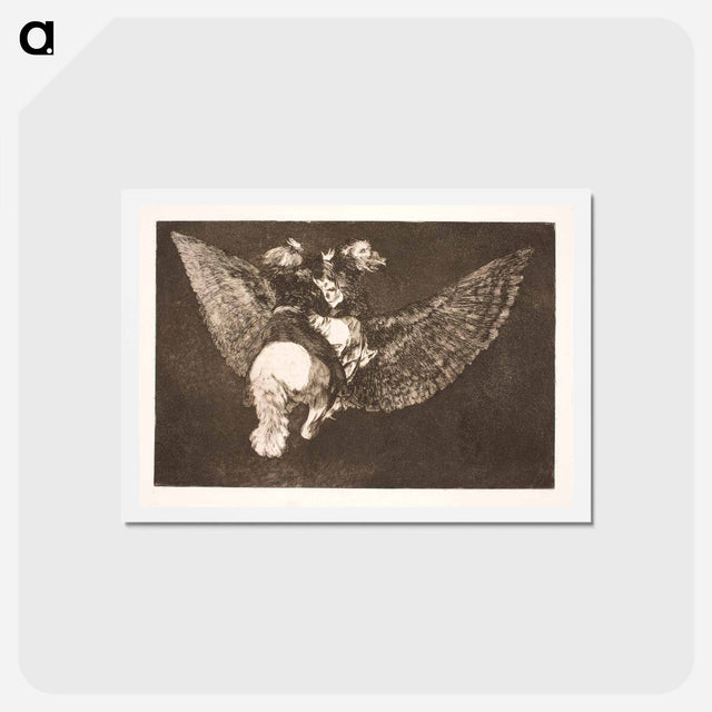 アートポストカード-The Flying Folly (Give up the friend who hides you under his wings and bites you with his beak) - フランシスコ デ ゴヤ Postcard.