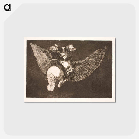アートポストカード-The Flying Folly (Give up the friend who hides you under his wings and bites you with his beak) - フランシスコ デ ゴヤ Postcard.