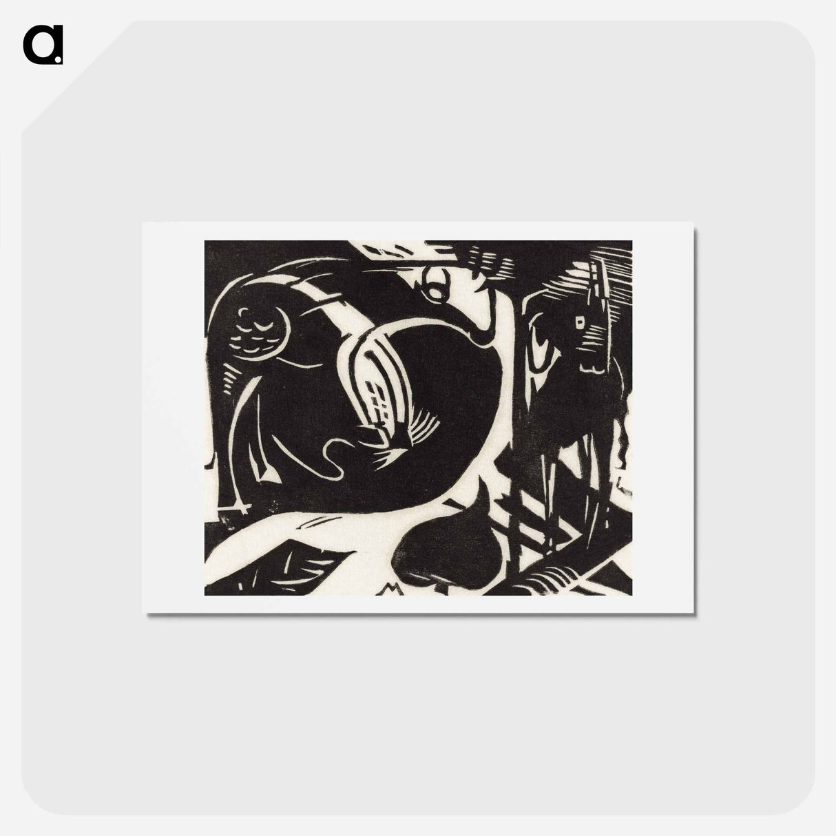 アートポストカード-Two Mythical Animals - フランツ マルク Postcard.