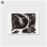 アートポストカード-Two Mythical Animals - フランツ マルク Postcard.