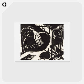 アートポストカード-Two Mythical Animals - フランツ マルク Postcard.