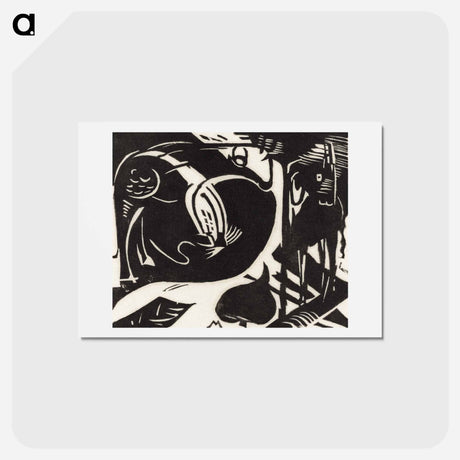 アートポストカード-Two Mythical Animals - フランツ マルク Postcard.
