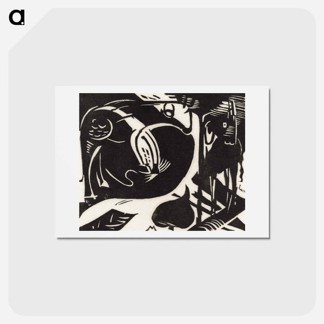 アートポストカード-Two Mythical Animals - フランツ マルク Postcard.