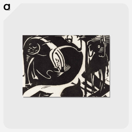 アートポストカード-Two Mythical Animals - フランツ マルク Postcard.