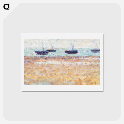 Four Boats at Grandcamp - ジョルジュ スーラ Postcard.