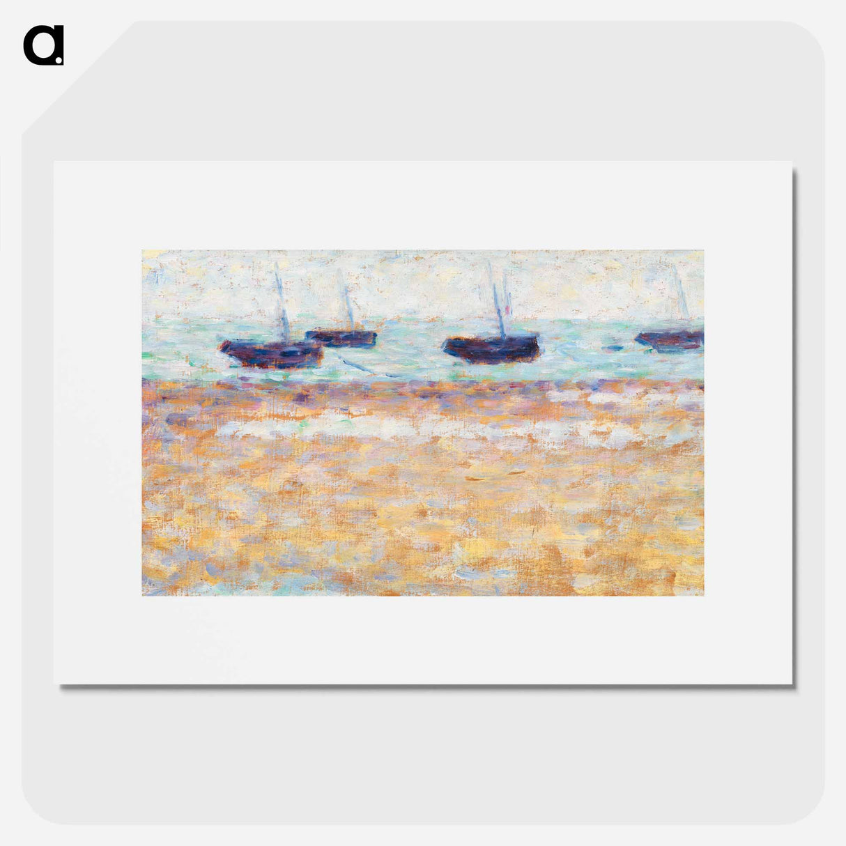 Four Boats at Grandcamp - Georges Seurat Poster.