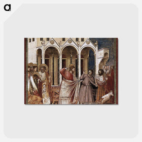 アートポストカード-Expulsion of the Money-changers - ジョット ディ ボンドーネ Postcard.