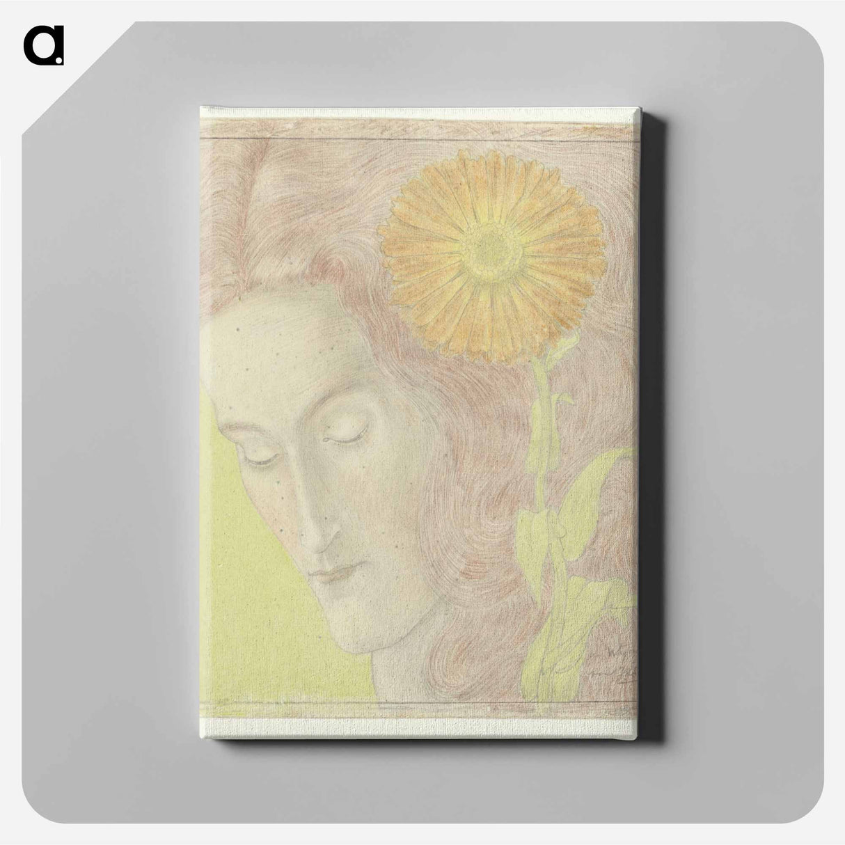 Woman's Head with Red Hair and Chrysanthemum - ヤン・トゥーロップ Canvas.