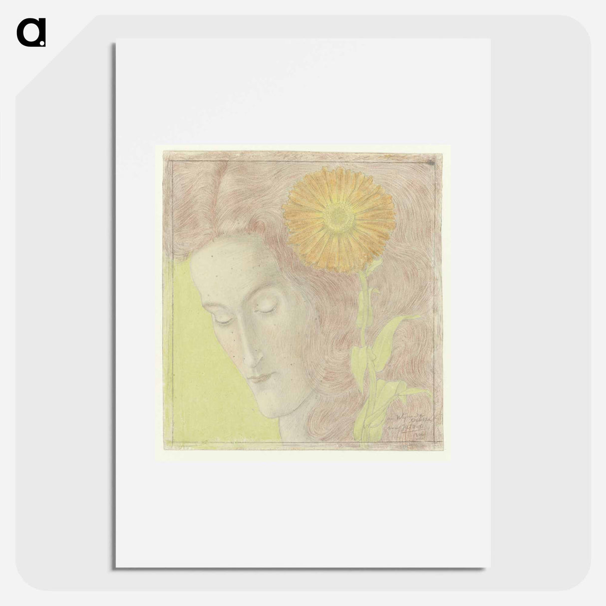 Woman's Head with Red Hair and Chrysanthemum - Jan Toorop Poster.