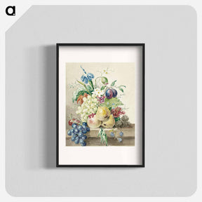 アートポスター-Still life of flowers and fruits - ジャン ベルナール Poster.