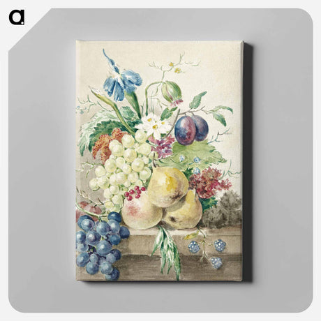 アートパネル-Still life of flowers and fruits - ジャン ベルナール Canvas.