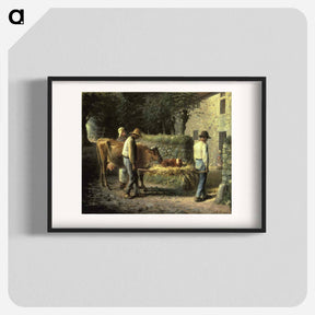 アートポスター-Peasants Bringing Home a Calf Born in the Fields - ジャン フランソワ ミレー Poster.