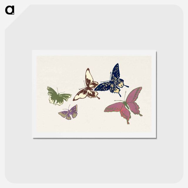 アートポストカード-Vintage butterfly - 神坂 雪佳 Postcard.