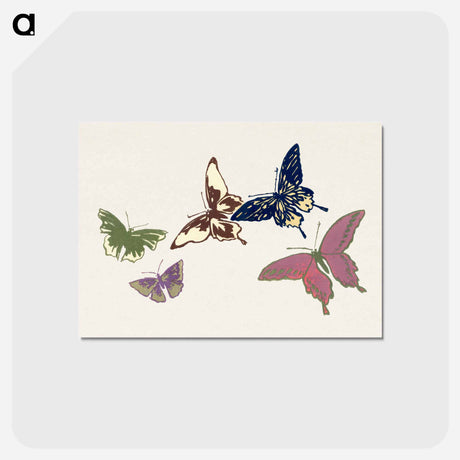 アートポストカード-Vintage butterfly - 神坂 雪佳 Postcard.