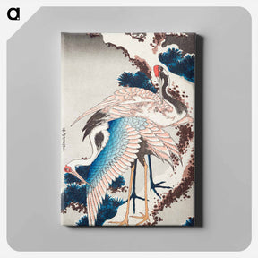 アートパネル-Cranes on a Snowy Tree - 葛飾 北斎 Canvas.
