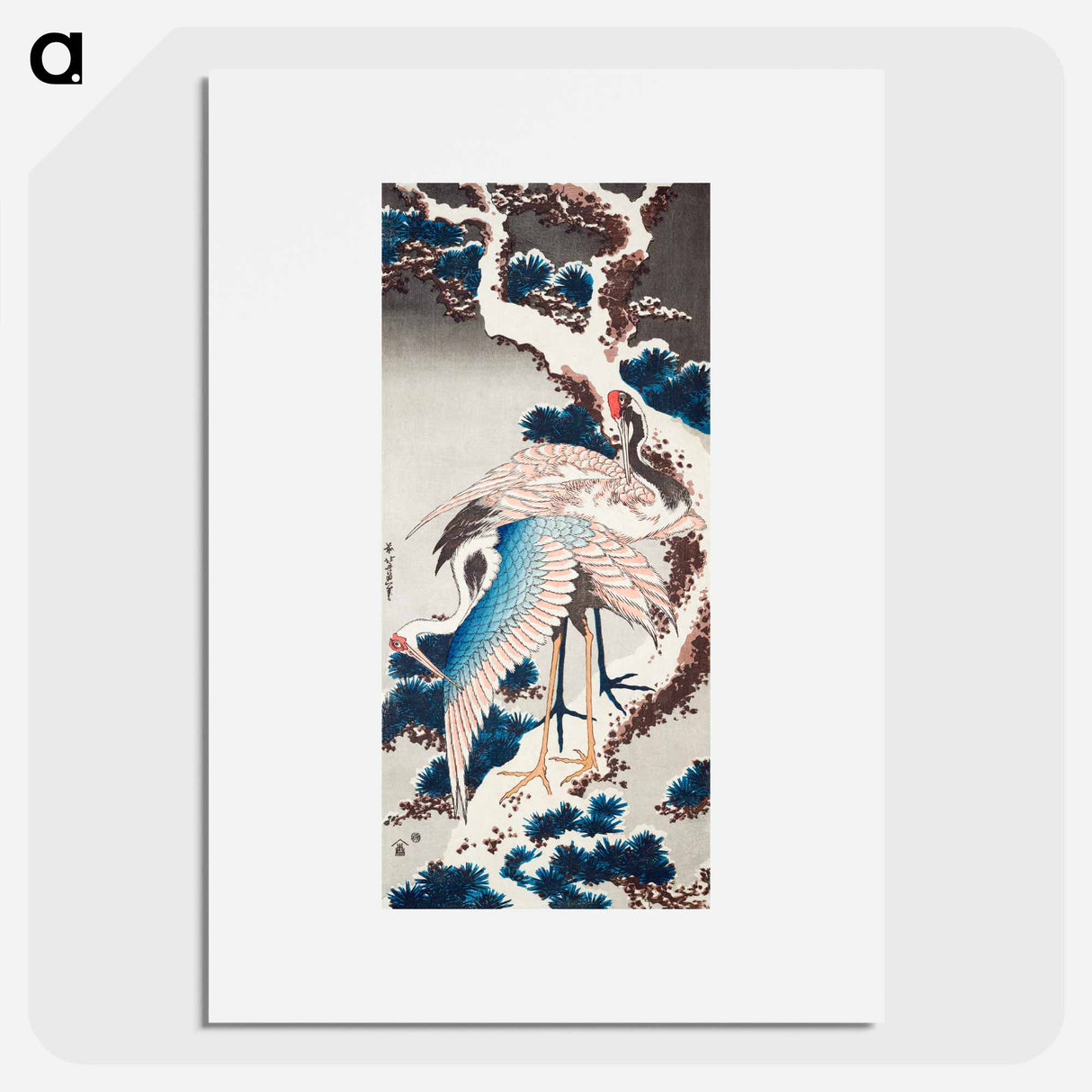 Cranes on a Snowy Tree - 葛飾 北斎 Poster.