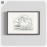 Horse in the surf with three seagulls - Leo Gerstel Poster.