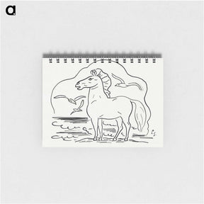 アートメモ帳-Horse in the surf with three seagulls - レオ ヘステル Memo.