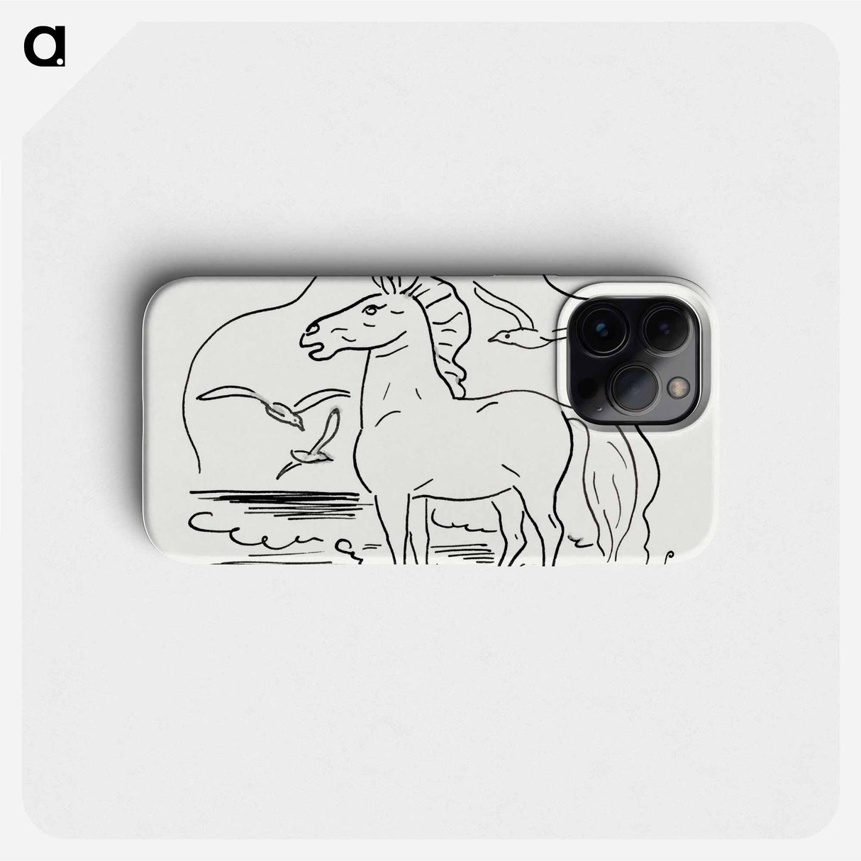 Horse in the surf with three seagulls - レオ ヘステル Phone Case.