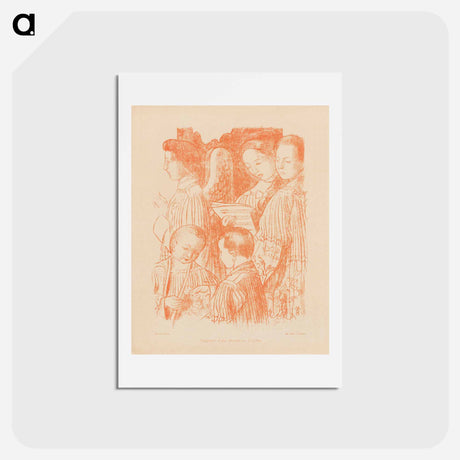 アートポストカード-Three singing angels and two choir boys during Holy Mass - モーリス ドニ Postcard.