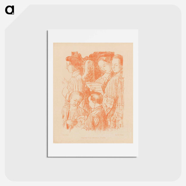 アートポストカード-Three singing angels and two choir boys during Holy Mass - モーリス ドニ Postcard.