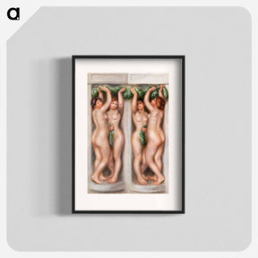 アートポスター-Caryatids (Cariatides); also called Deux baigneuses (panneau décoratif) - ピエール オーギュスト ルノワール Poster.
