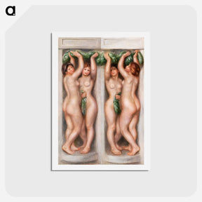 アートポストカード-Caryatids (Cariatides); also called Deux baigneuses (panneau décoratif) - ピエール オーギュスト ルノワール Postcard.