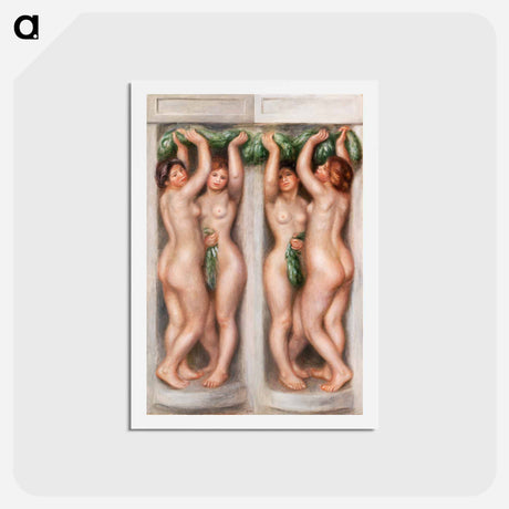 アートポストカード-Caryatids (Cariatides); also called Deux baigneuses (panneau décoratif) - ピエール オーギュスト ルノワール Postcard.