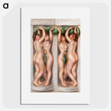 Caryatids (Cariatides); also called Deux baigneuses (panneau décoratif) - ピエール オーギュスト ルノワール Poster.