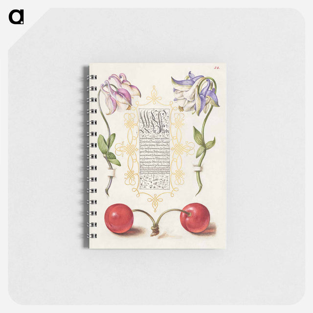 アートメモ帳-European Columbines and Sweet Cherry from Mira Calligraphiae Monumenta
 - 書道のお手本 Memo.