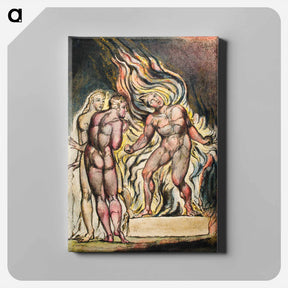 アートパネル-Los and Enitharmon knew that the Satan is Urizen from Milton: a Poem, To Justify the Ways of God to Men by William Blake - ウィリアム ブレイク Canvas.