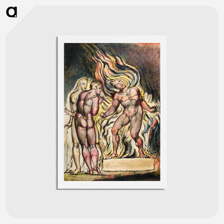 アートポストカード-Los and Enitharmon knew that the Satan is Urizen from Milton: a Poem, To Justify the Ways of God to Men by William Blake - ウィリアム ブレイク Postcard.