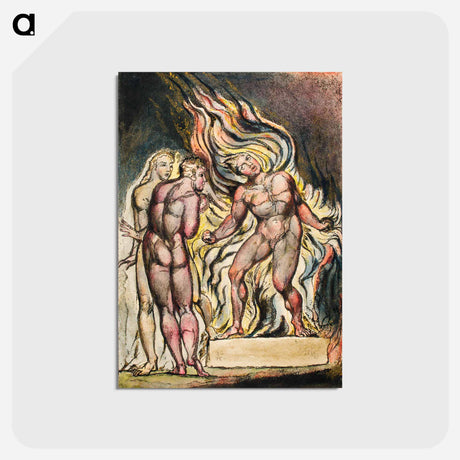 アートポストカード-Los and Enitharmon knew that the Satan is Urizen from Milton: a Poem, To Justify the Ways of God to Men by William Blake - ウィリアム ブレイク Postcard.