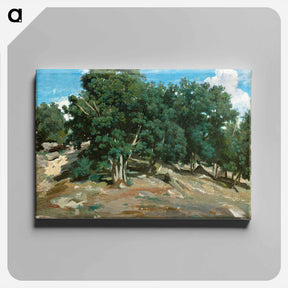 アートパネル-Fontainebleau: Oak Trees at Bas-Bréau - カミーユ ピサロ Canvas.