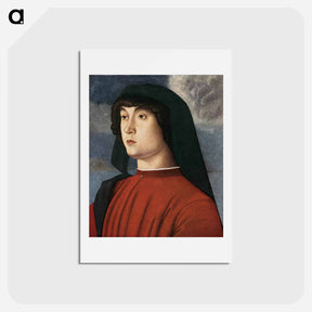 アートポストカード-Portrait of a Young Man in Red - ジョヴァンニ ベッリーニ Postcard.