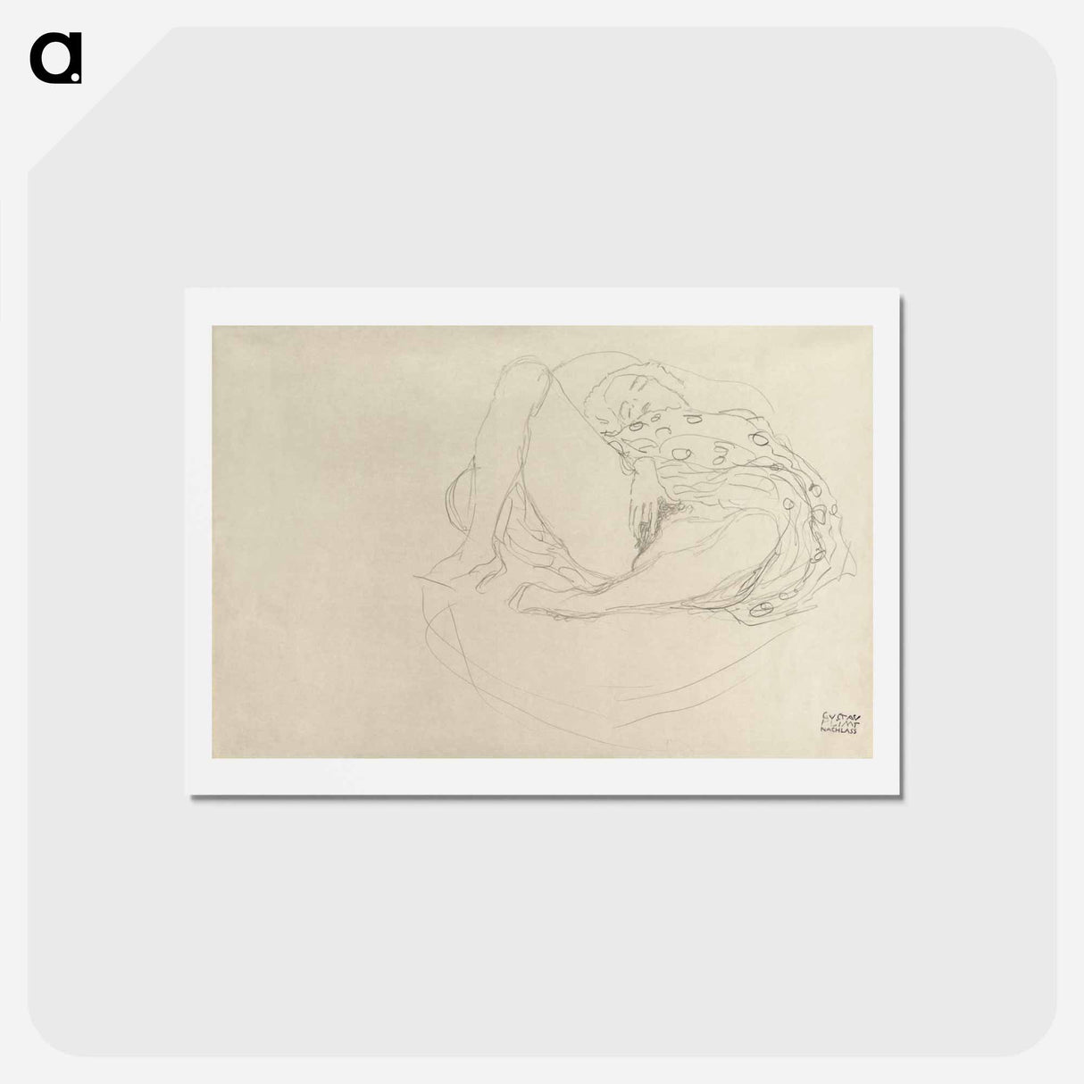 アートポストカード-Reclining Nude with Drapery - グスタフ クリムト Postcard.