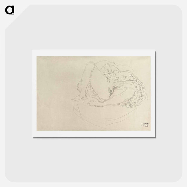 アートポストカード-Reclining Nude with Drapery - グスタフ クリムト Postcard.