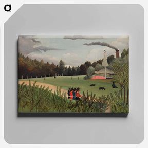 アートパネル-Landscape and Four Young Girls - アンリ ルソー Canvas.