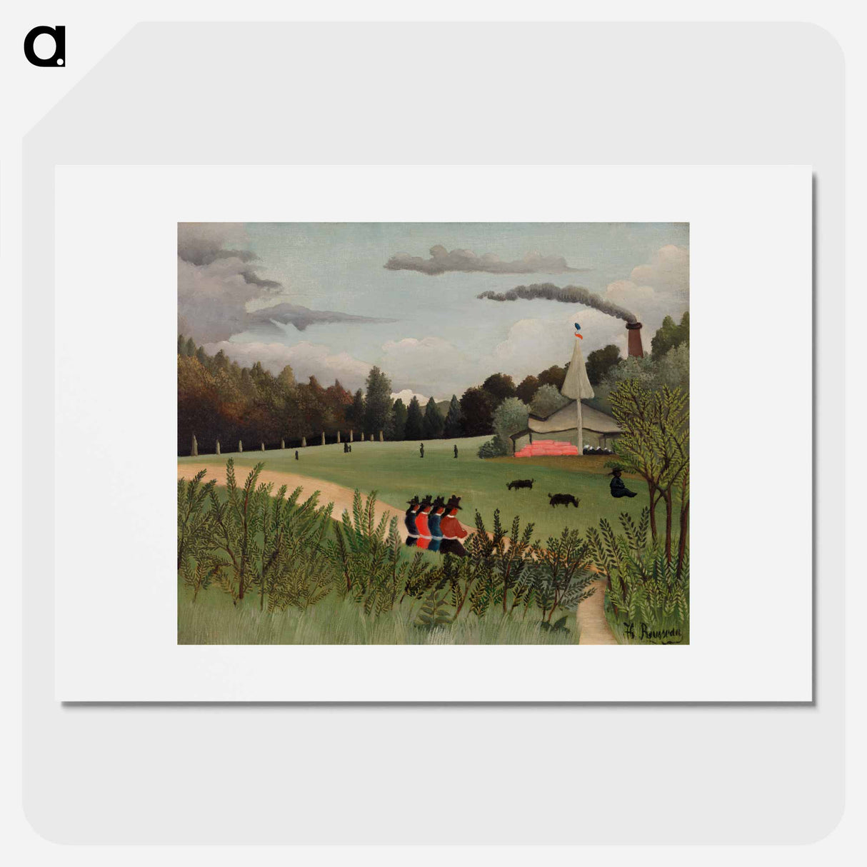 Landscape and Four Young Girls - Henri Rousseau Poster.