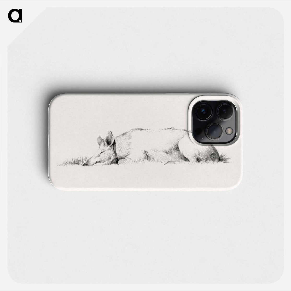 Lying pig drawing in high resolution by Jean Bernard - Jean Bernard Phone Case.