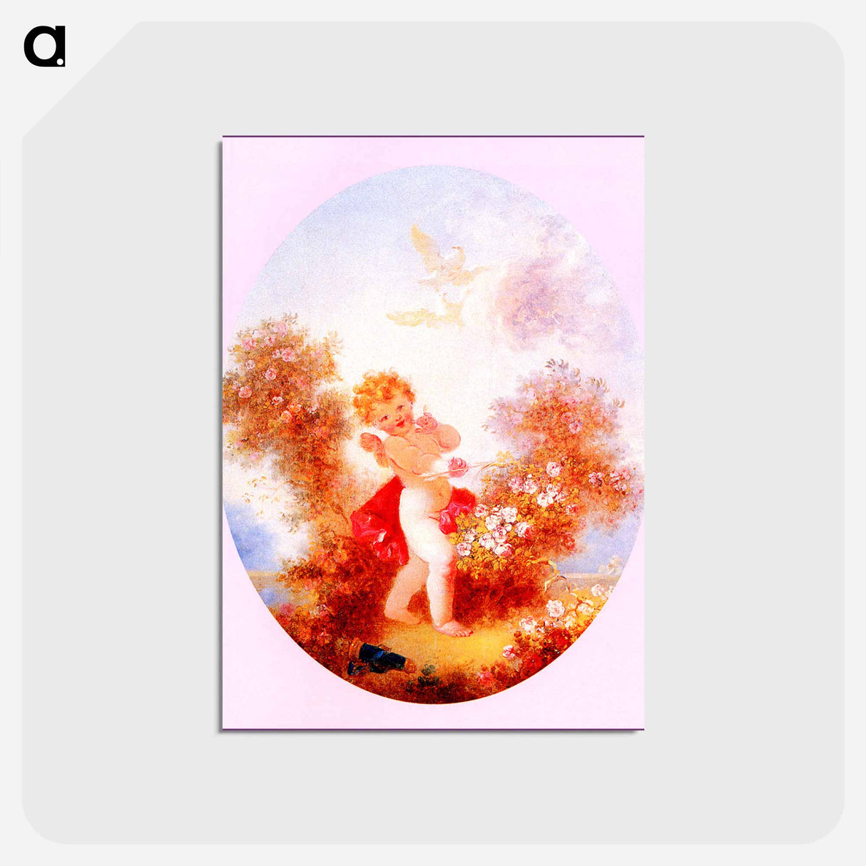 アートポストカード-Cupid Between The Roses - ジャン オノレ フラゴナール Postcard.
