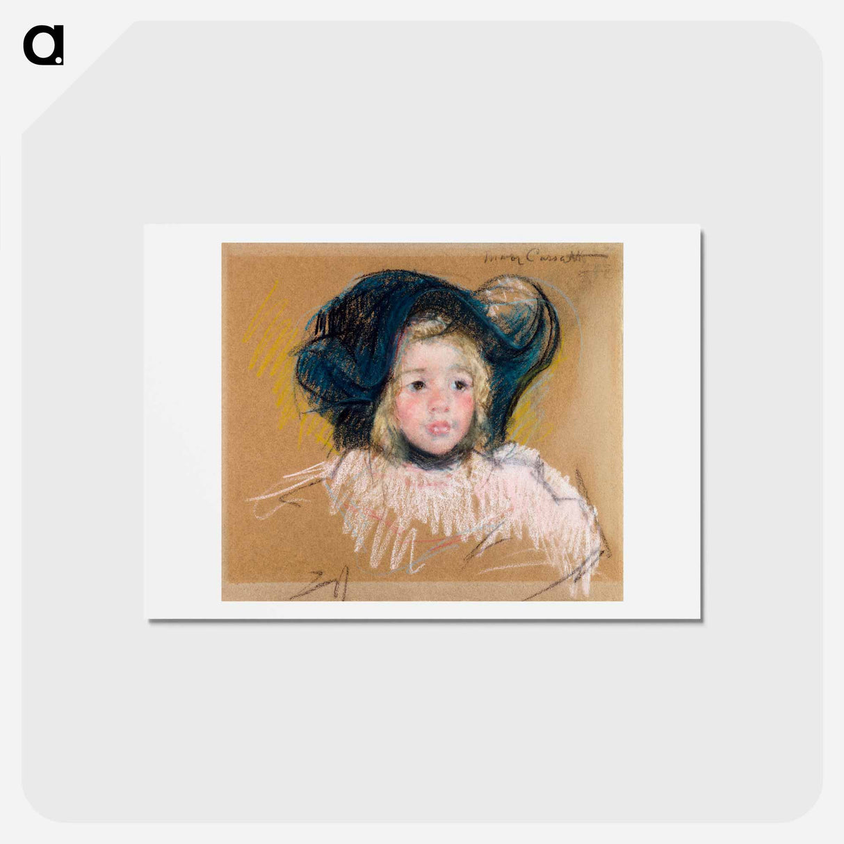 アートポストカード-Head of Simone in a Green Bonnet with Wavy Brim - メアリー カサット Postcard.