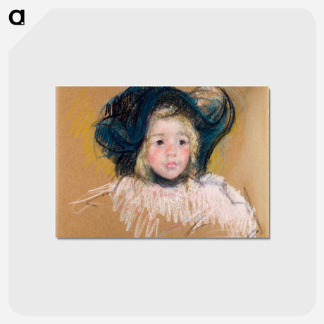 アートポストカード-Head of Simone in a Green Bonnet with Wavy Brim - メアリー カサット Postcard.