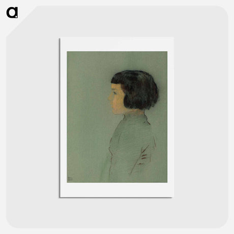 アートポストカード-Young Woman in Profile - オディロン ルドン Postcard.