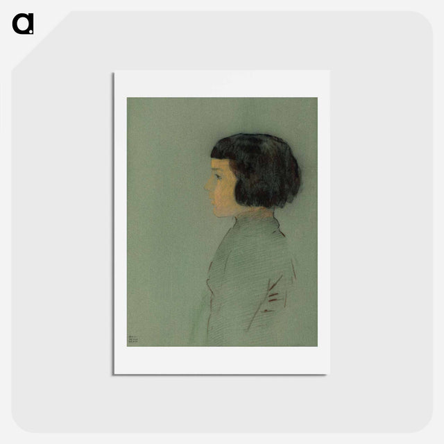 アートポストカード-Young Woman in Profile - オディロン ルドン Postcard.