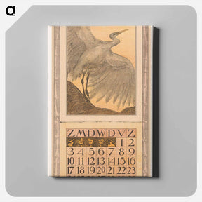 アートパネル-Kalenderblad september met zilverreiger - テオ ヴァン ホイテマ Canvas.