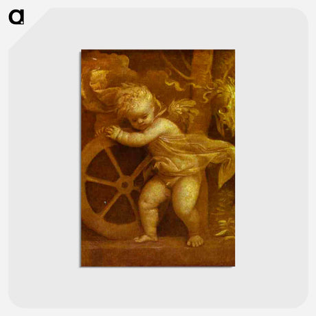 アートポストカード-Cupid with the Wheel of Fortune - ティツィアーノ ヴェチェッリオ Postcard.