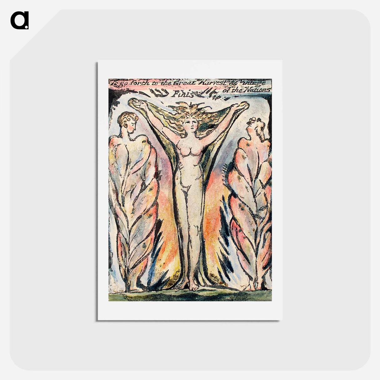 アートポストカード-To go forth to the Great Harvest from Milton: a Poem, To Justify the Ways of God to Men - ウィリアム ブレイク Postcard.