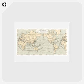 アートポストカード-Geographical-Statistical World Lexicon - アンティーク地図 Postcard.