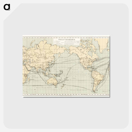 アートポストカード-Geographical-Statistical World Lexicon - アンティーク地図 Postcard.